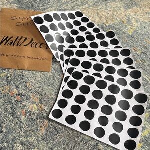 NEW black polka dot peel and stick wall decals 5 sheets